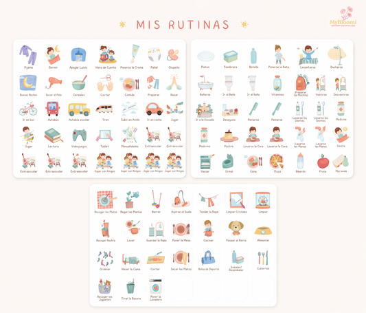 Tablero de rutinas diarias para niños con tarjetas visuales Montessori de unicornio
