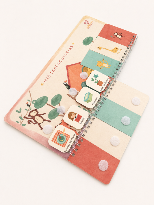 Tarjetas visuales Montessori para rutinas infantiles con ilustraciones de animales