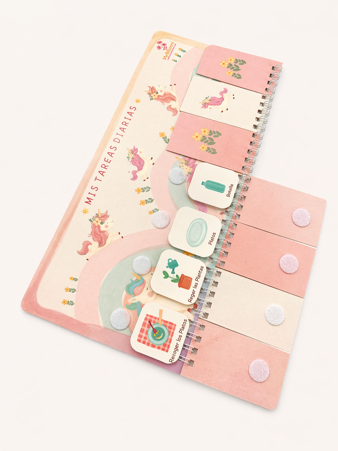 Planificador de rutinas visual Montessori para niños con diseño de unicornio